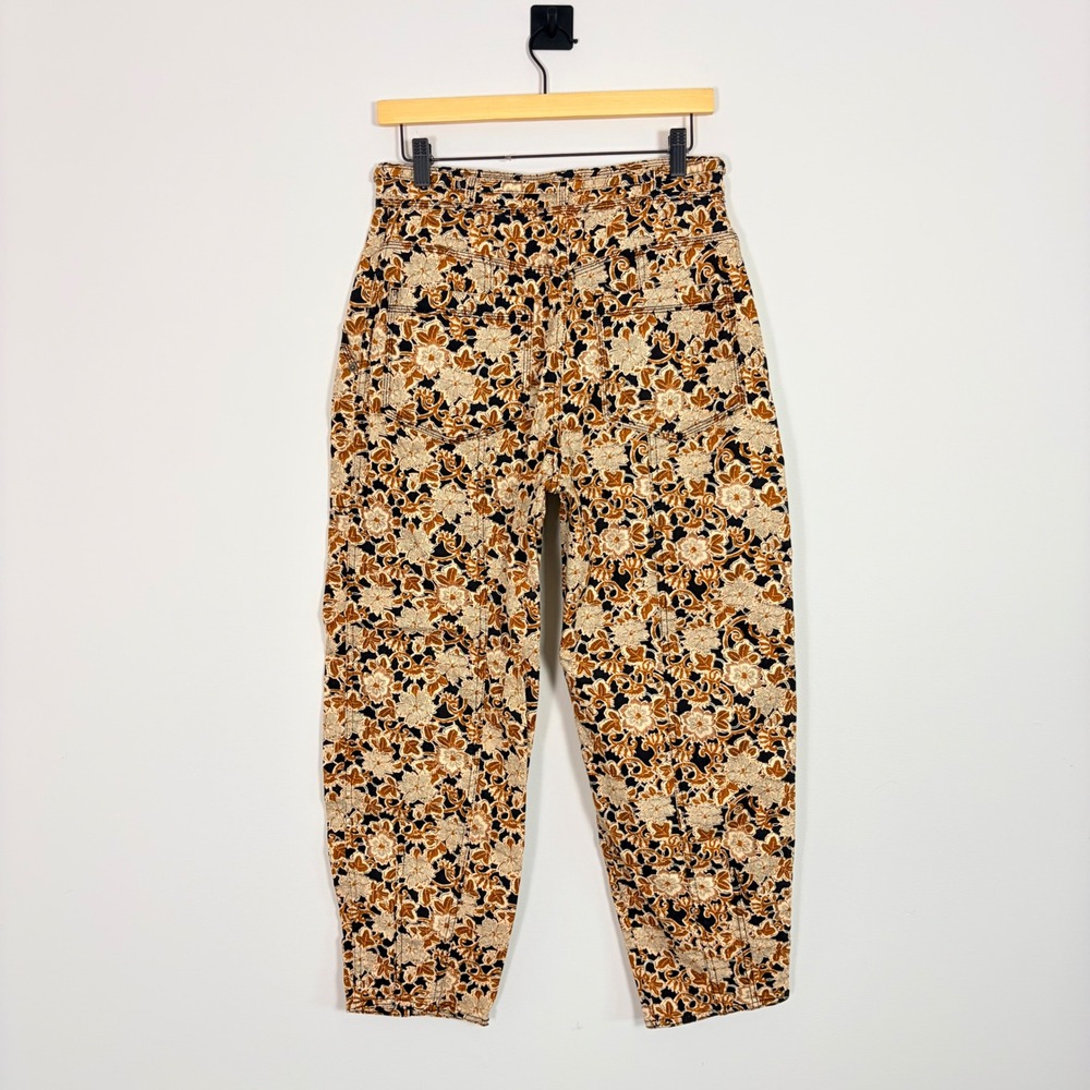 Ulla Johnson Apollo‎ Jeans Bronze Floral High Rise Button Fly Tapered Size 6 - Picture 5 of 9